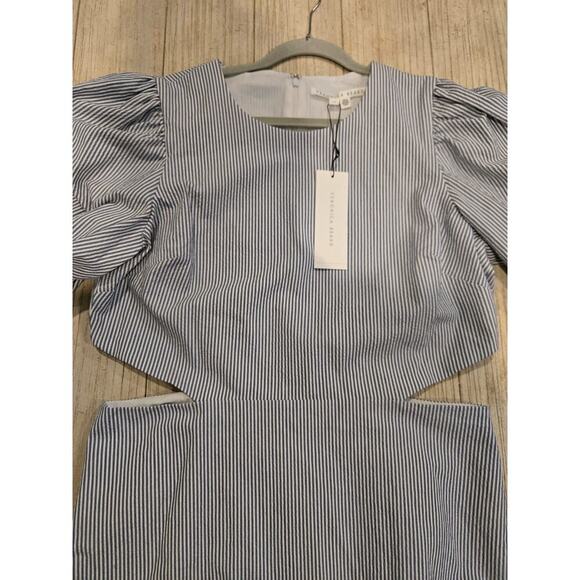 Veronica Beard Women's Iker Cut-Out Mini Dress Blue Striped Size 14 - Picture 12 of 13